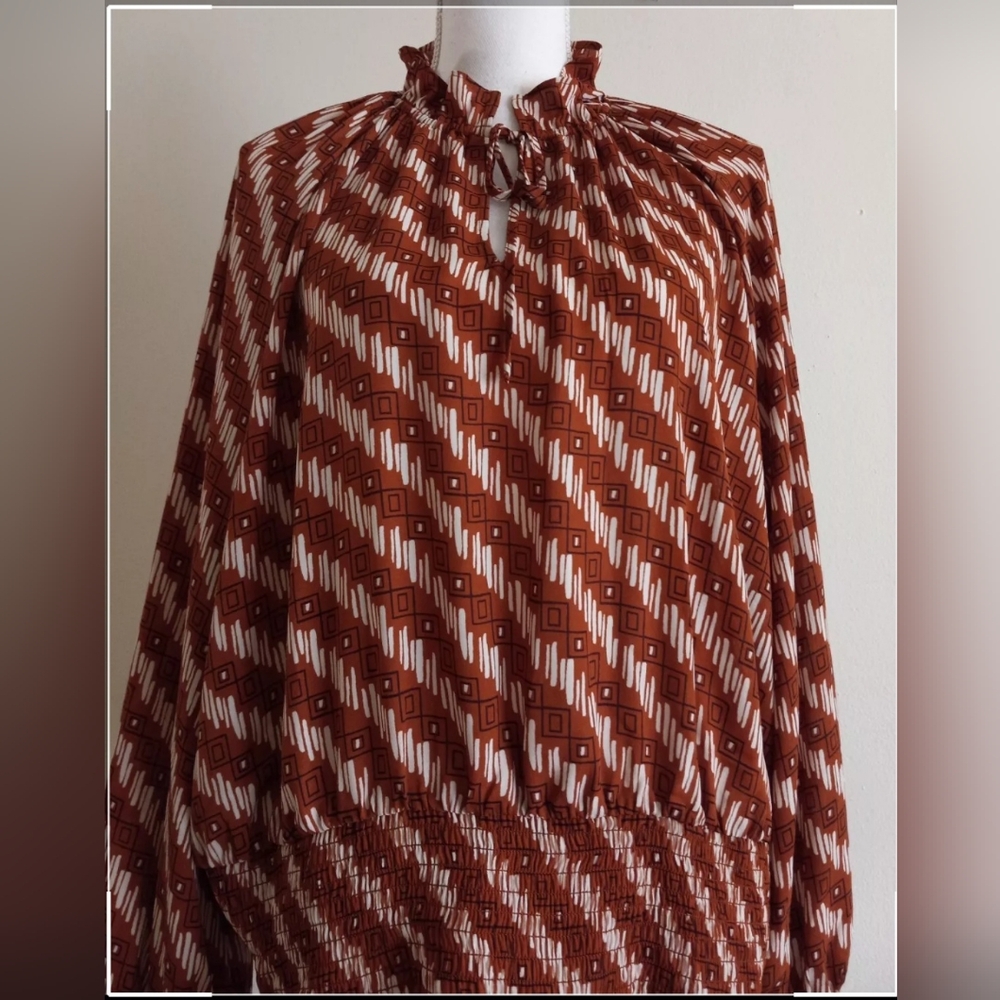 Worthington Size PS Womens Split Tie Neck Long Sleeve Blouse NWT $25 - Picture 1 of 13